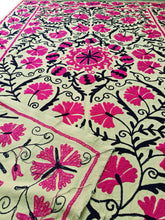 Floral Suzani, Uzbeki Suzani, Suzani Bedspread, Handmade Cotton Linen Bedcover, Bohemian Suzani Throw Blanket, MultiColor Suzani, Wall Decor